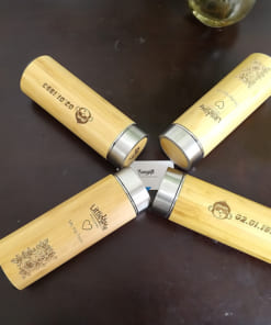 Bình giữ nhiệt tre khắc logo