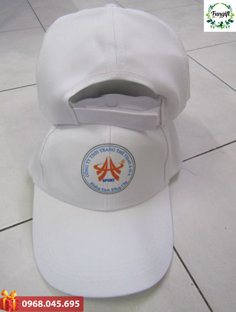 Mũ lưỡi trai trắng in logo