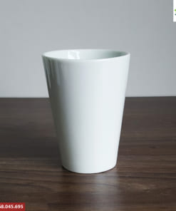 Ly sứ trắng vát cao in logo