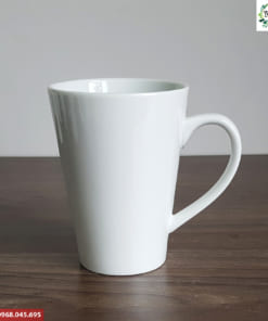 Ly sứ trắng vát cao in logo