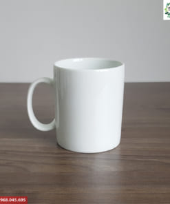 Ly Sứ Trụ Trắng Quai C In Logo