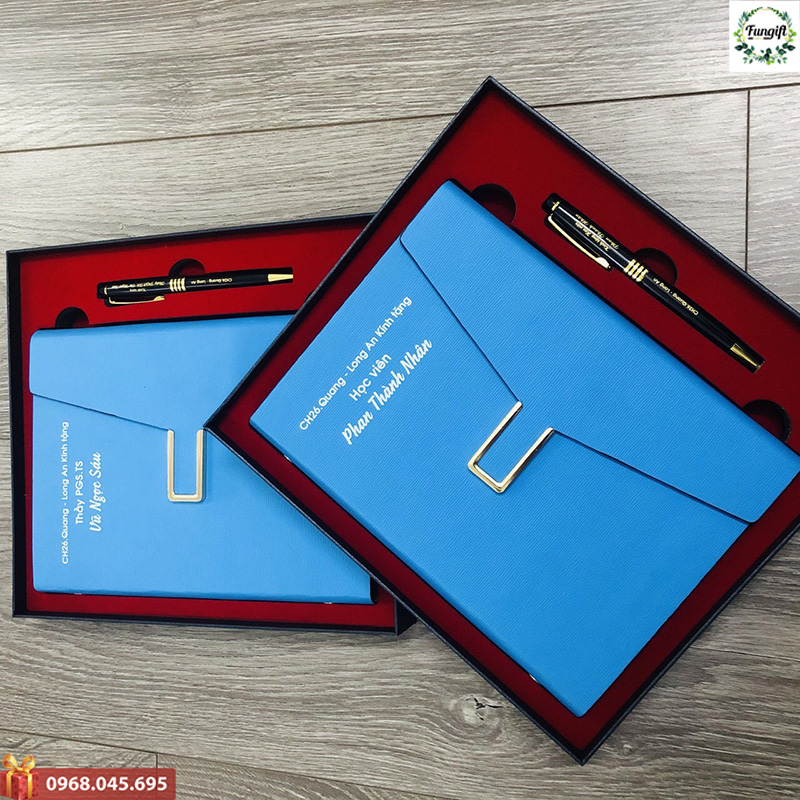 Bộ giftset sổ tay bút bi in logo
