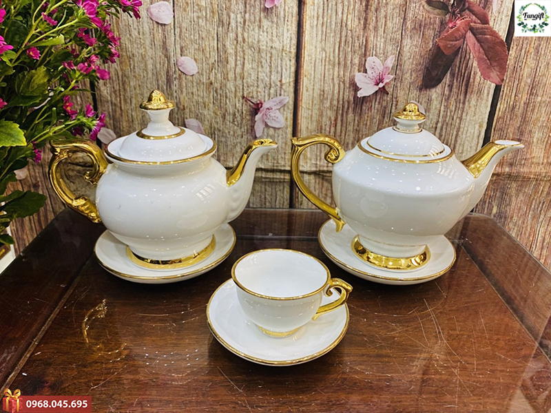 Bộ Ấm Chén Bát Tràng In Theo Yêu Cầu