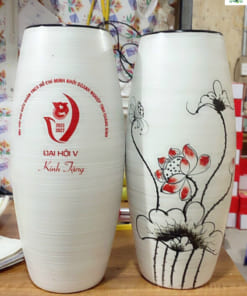 Lọ hoa Bát Tràng in logo theo yêu cầu