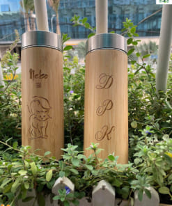 Bình tre giữ nhiệt khắc logo