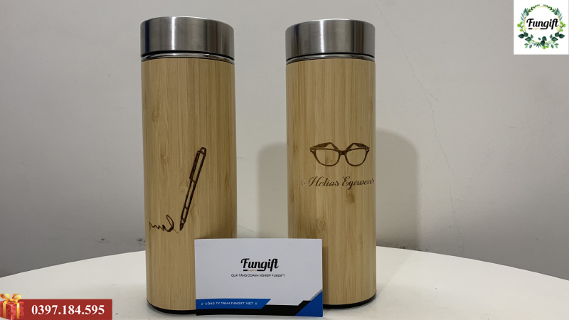 BÌnh giữ nhiệt vỏ tre 450ml