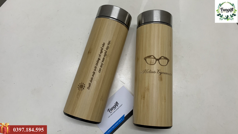 Bình giữ nhiệt vỏ tre khắc tên theo yêu cầu