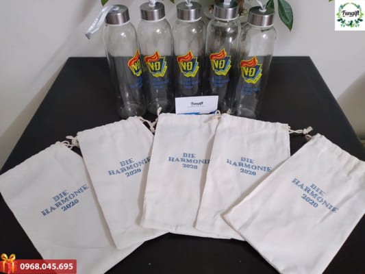 Bình thủy tinh in logo theo yêu cầu