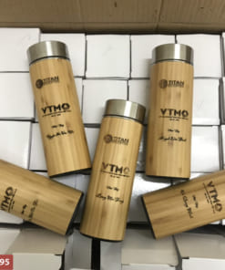 Bình giữ nhiệt vỏ tre khắc logo