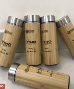 In chữ lên bình giữ nhiệt vỏ tre