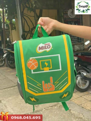 Balo quà tặng in logo milo
