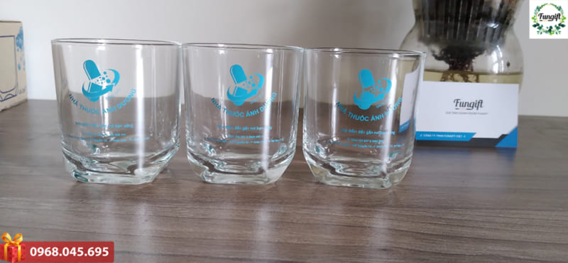 Bộ cốc thủy tinh in logo nhà thuốc Ánh Dương