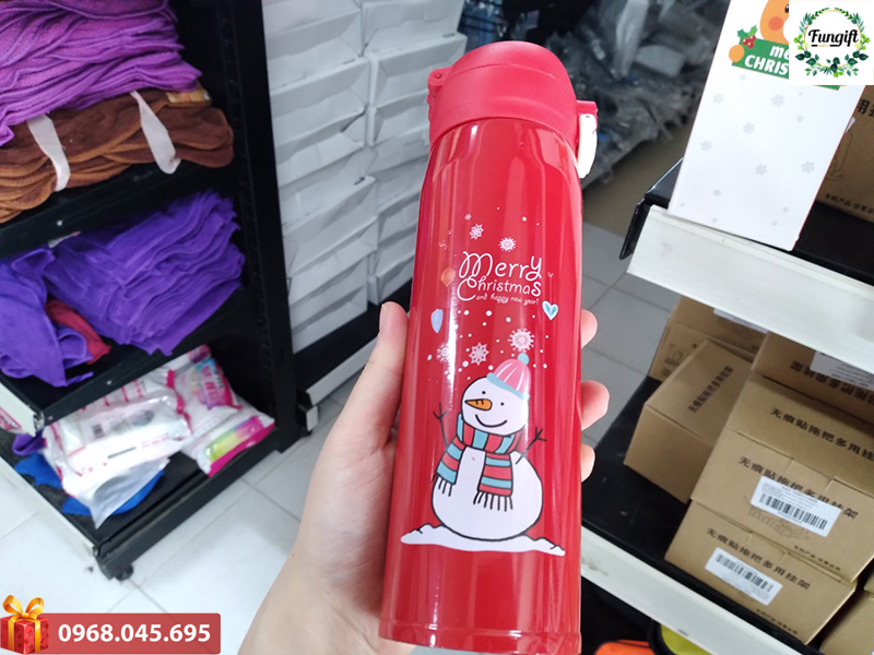 Bình giữ nhiệt in logo Giáng Sinh