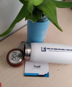 Bình giữ nhiệt nắp gỗ in logo