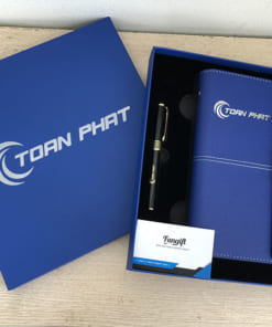 Bộ giftset quà tặng sổ da bút ký in logo