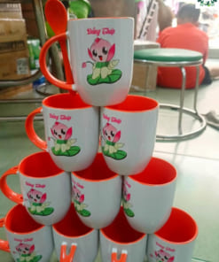Cốc sứ trắng lòng màu