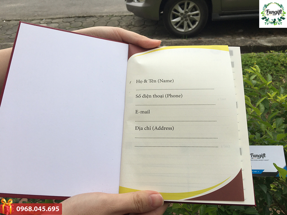 In logo lên sổ da quà tặng