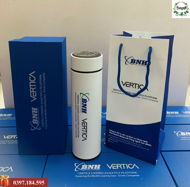 Bình giữ nhiệt kèm hộp túi quà in logo