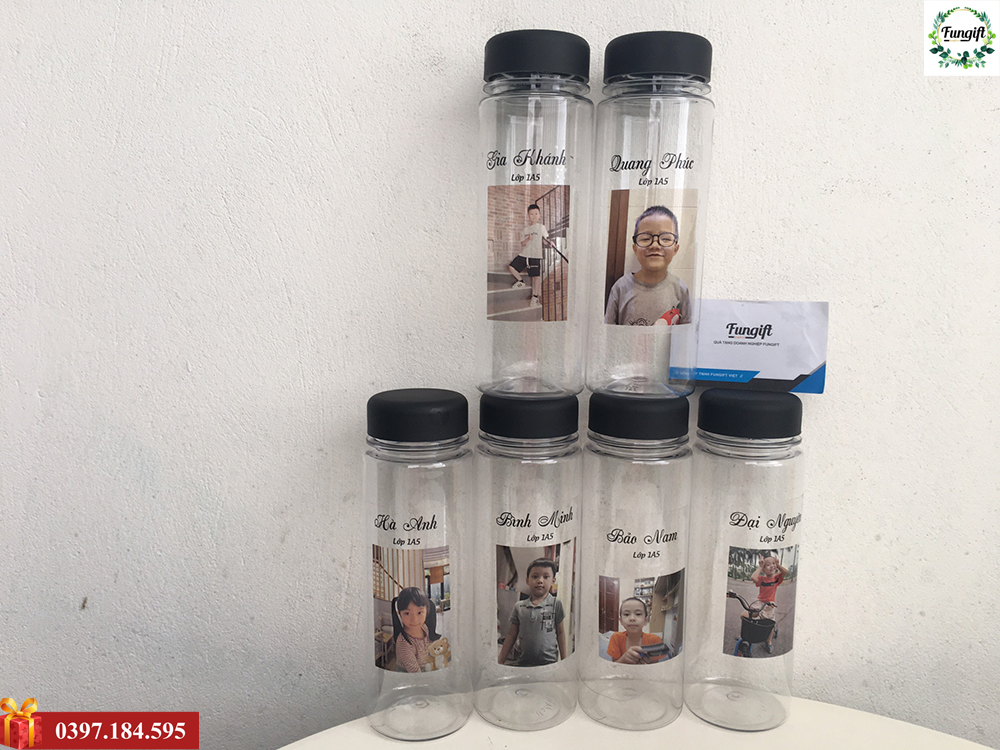 Bình nước nhựa dán decal