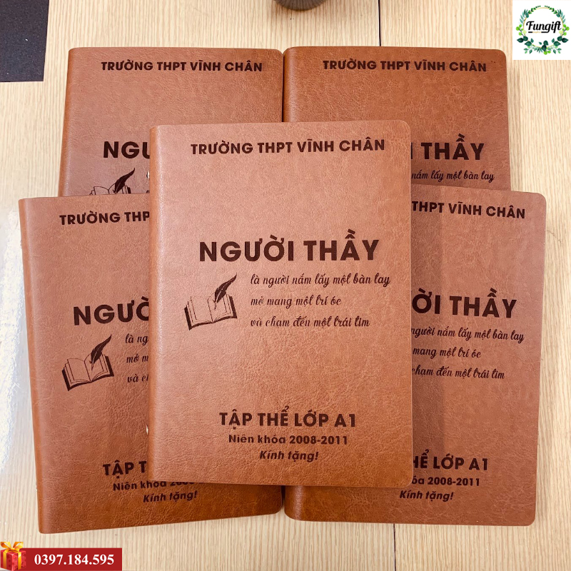Khắc logo tên lên sổ da theo yêu cầu
