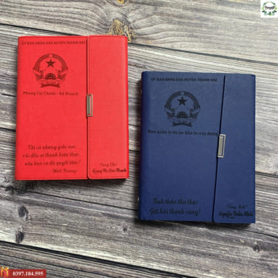 Sổ da khắc tên logo