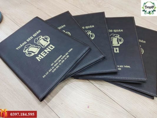 Bìa menu bằng da