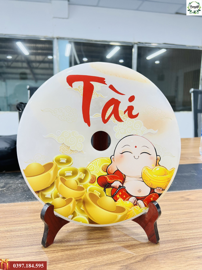 Đĩa đá trắng in logo theo yêu cầu