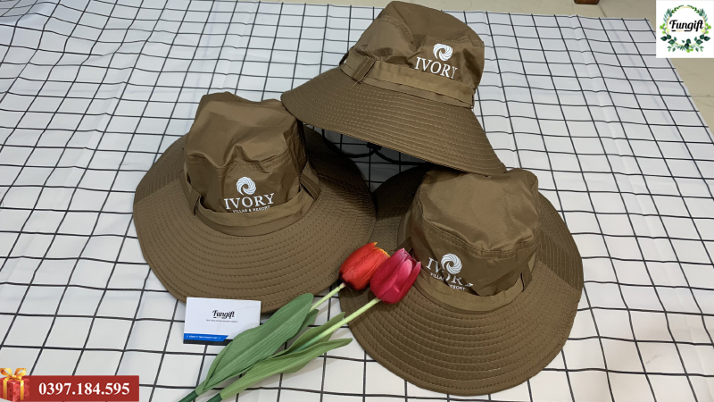 Xưởng may nón tai bèo in logo quảng cáo