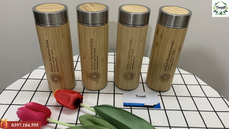Bình giữ nhiệt tre khắc laser