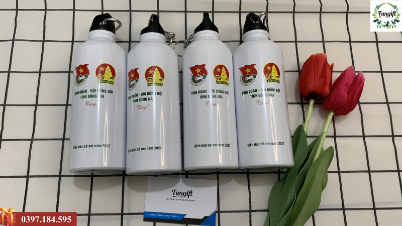 Bình nước nhôm in logo tỉnh đoàn
