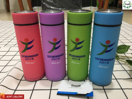 Bình thủy tinh bọc nhựa in logo