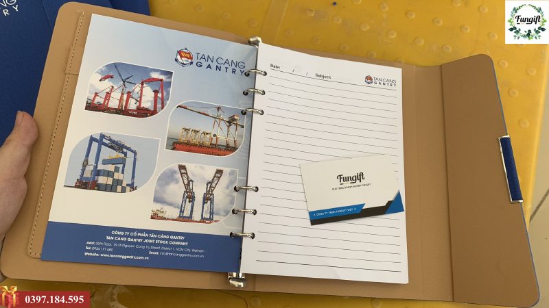 Bộ giftset sổ da bút ký khắc logo