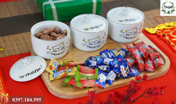 Khay mứt sứ Bát Tràng