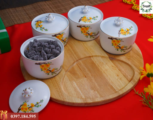 Khay mứt sứ Bát Tràng đẹp