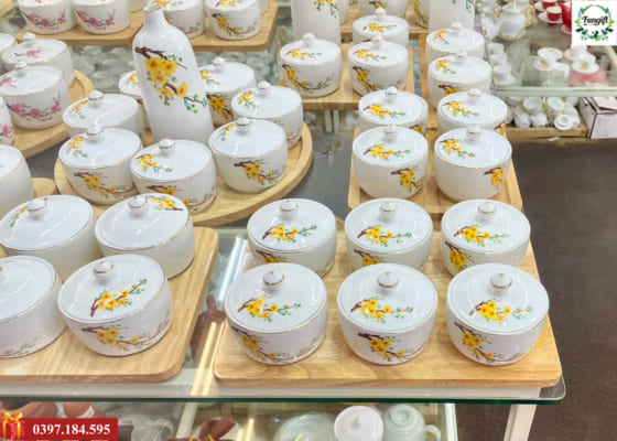 Bộ khay mứt tết Bát Tràng đẹp