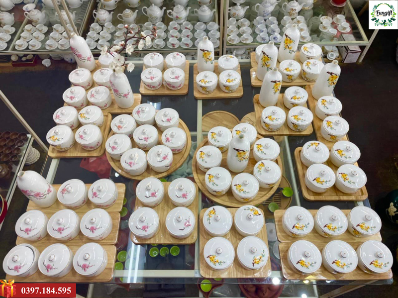 Hộp đựng bánh kẹo bằng sứ cao cấp