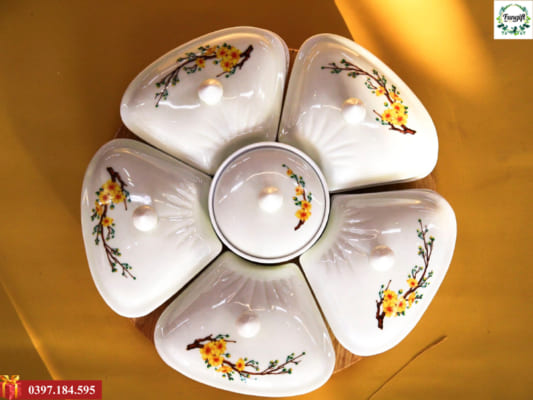 Khay đựng bánh kẹo mứt bằng sứ