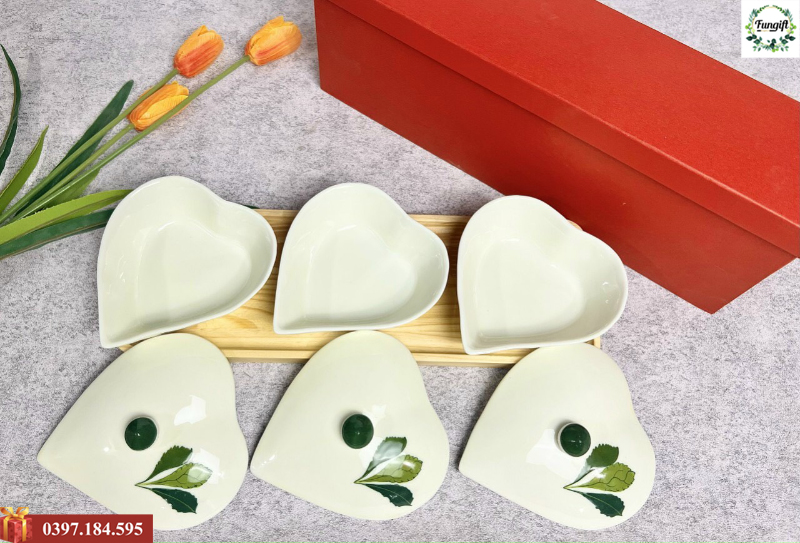 Khay mứt tết sứ khung gỗ 3 hũ