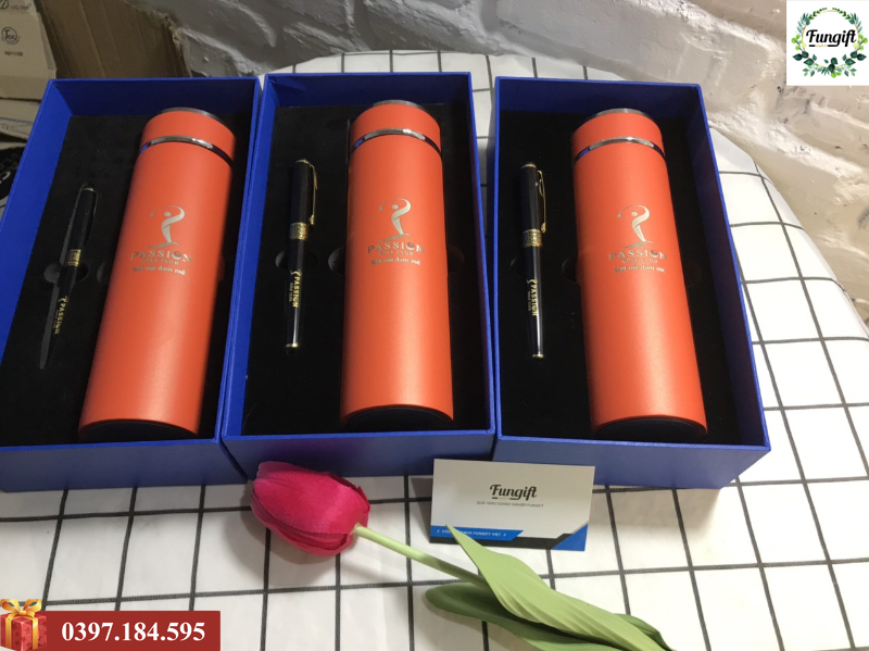 Bút kim loại bình giữ nhiệt khắc laser làm quà tặng