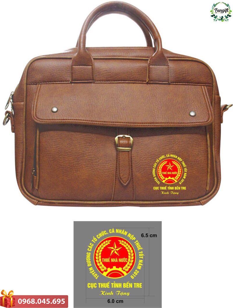Cặp da in logo quà tặng