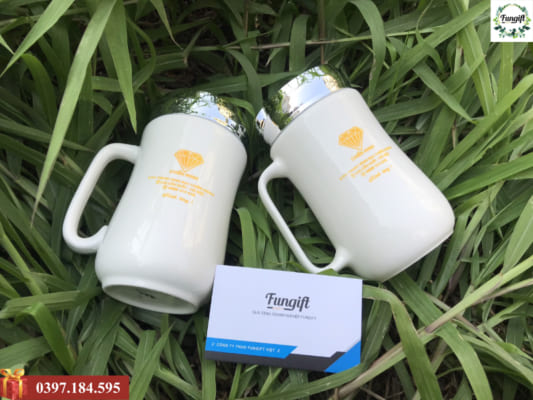 Cốc sứ giữ nhiệt nắp gương
