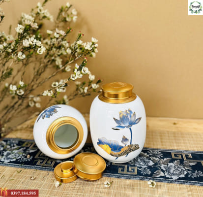 Hộp đựng trà bằng gốm sứ