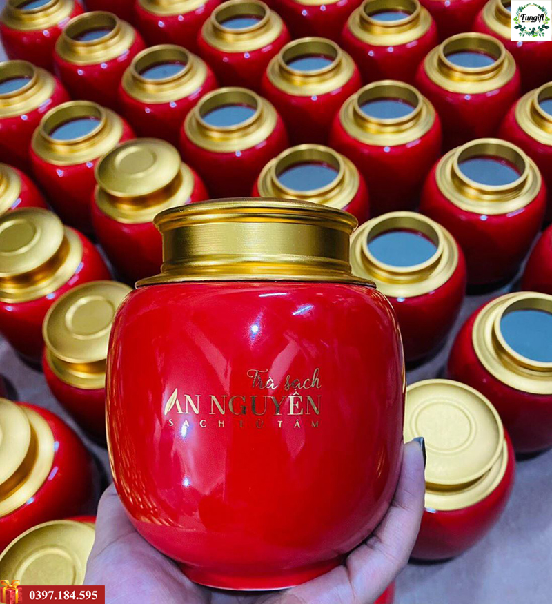 Hộp đựng trà gốm sứ