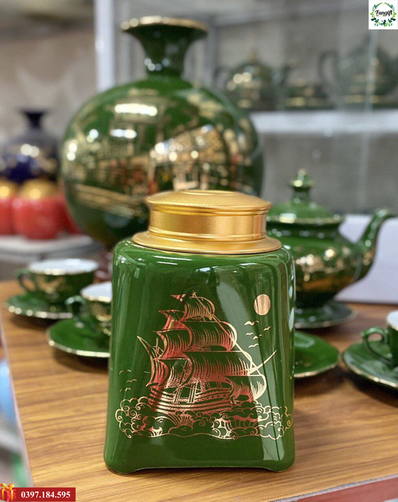 Hũ đựng trà cao cấp Bát Tràng