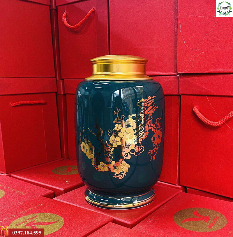 Hũ đựng trà gốm Bát Tràng