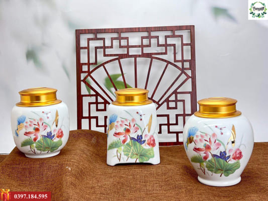 Hũ đựng trà gốm sứ quà tặng tết nguyên đán