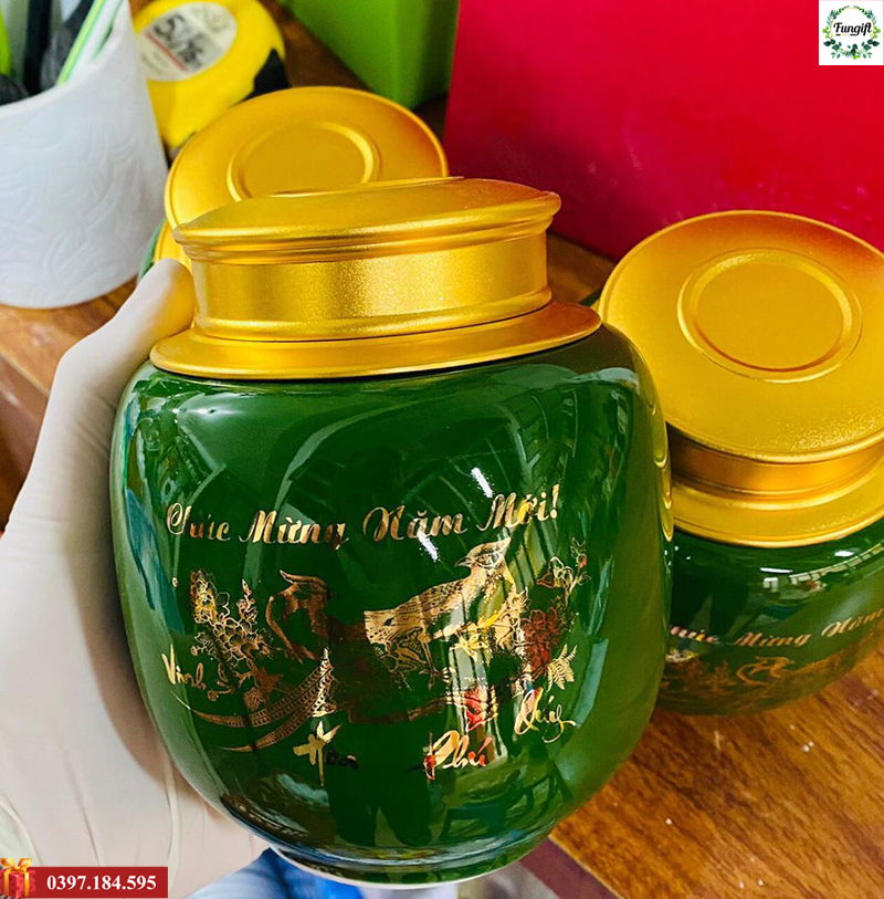 Hũ hộp đựng chè gốm sứ
