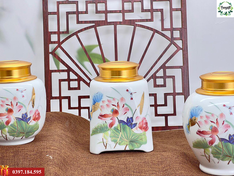 Lọ chè in logo quà tặng