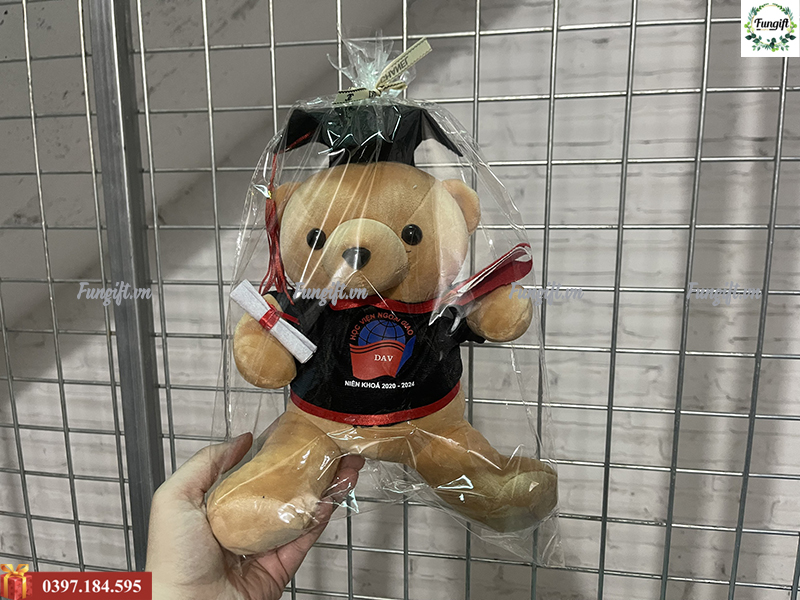 Gấu bông tốt nghiệp đựng túi nilon