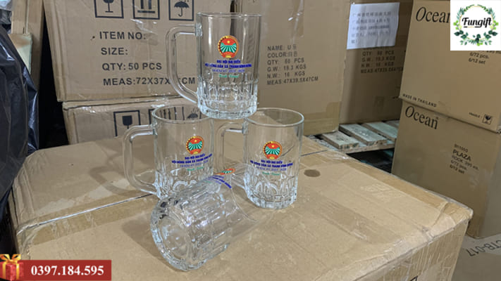 In logo ly thủy tinh có quai